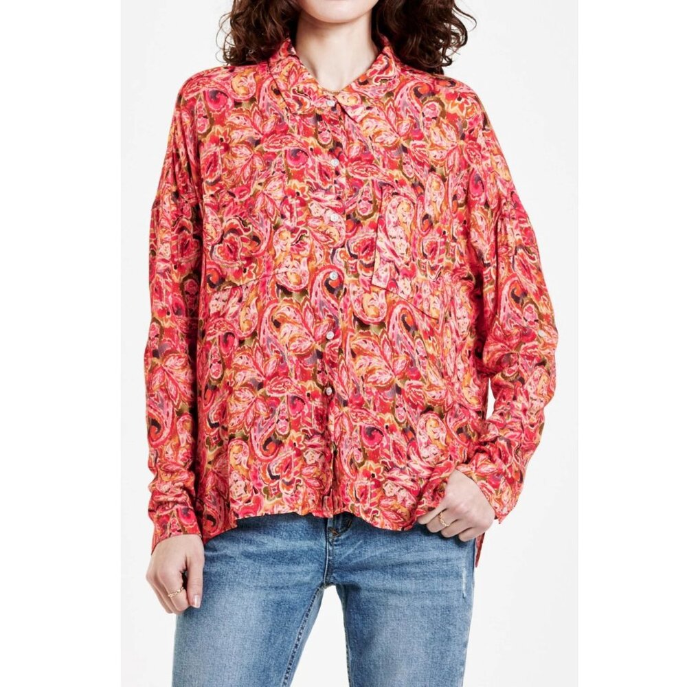 DEAR JOHN DENIM arianna front tie shirt in autumn paisley Medium - Picture 5 of 16